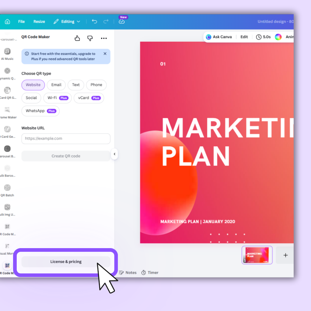 Step 1: Open the license panel